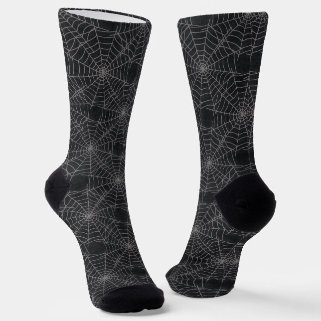 Chaussette Motif gothique Black and Grey Spiderweb (Angulaire)