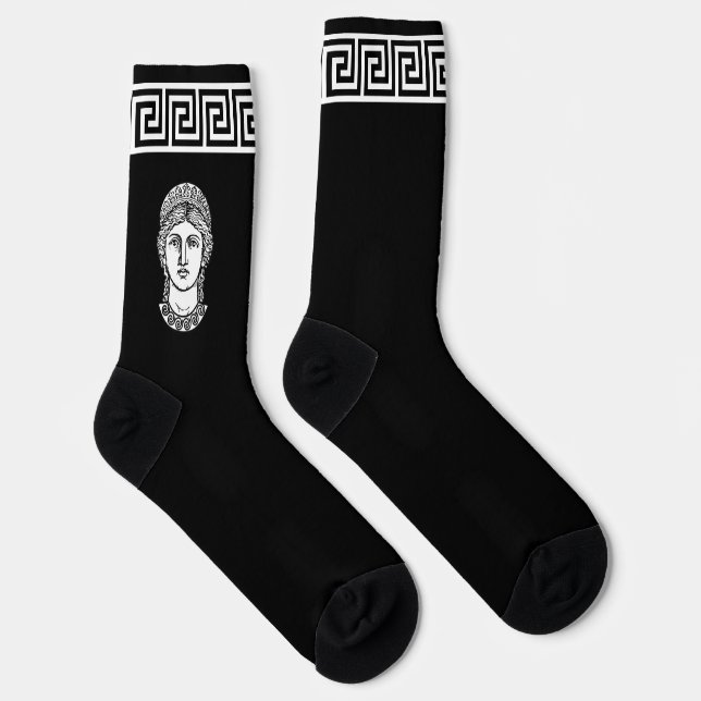 Chaussette Motif grec noir et blanc sur Chaussettes Black Cre (Droite)