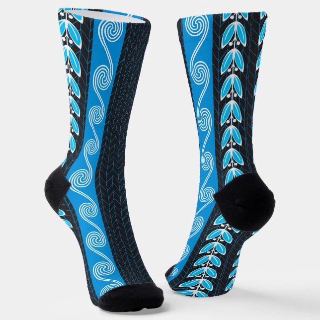 Chaussette Motif grec Turquoise bleu et gris (Angulaire)