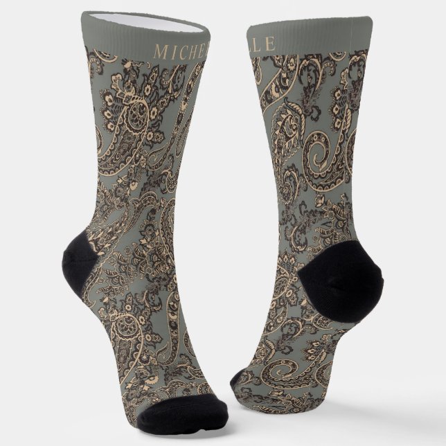 Chaussette Motif gris gris rose rose pâle personnalisé (Angulaire)