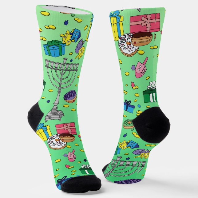 Chaussette Motif Hanoukka vert clair (Angulaire)