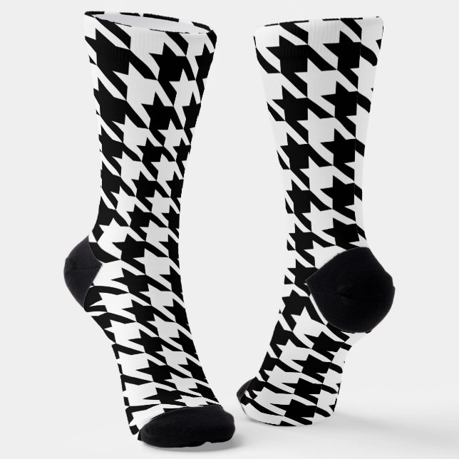 Chaussette Motif Houndstooth noir et blanc (Angulaire)
