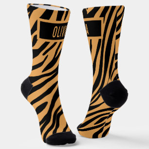 Chaussette Motif imprimé animal tigre Nom personnalisé classi