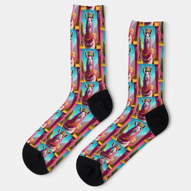 Chaussette Motif lama vêtu (Gauche)