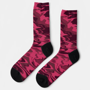 Chaussette Motif Liquide Ondulé Rose Foncé