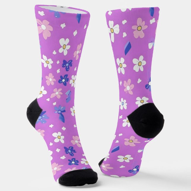 Chaussette Motif mignon violet Fleur (Angulaire)