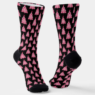 Chaussette Motif moderne Pink Black Christmas Tree