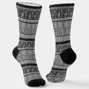 Chaussette Motif noir et blanc avec dentelle et patchwork el