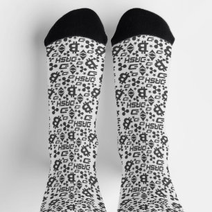 Chaussette Motif noir et blanc Cryptomonnaie