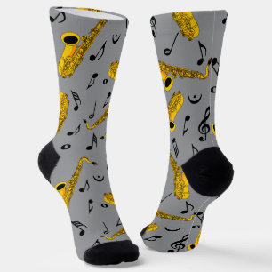Chaussette Motif note musique saxophone