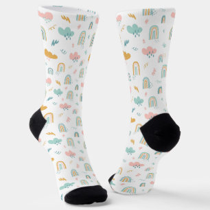 Chaussette Motif nuage Rainbow et pluie amusant