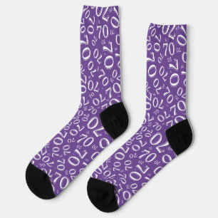 Chaussette Motif numérique aléatoire violet/blanc pour 70 ans