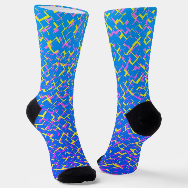 Chaussette Motif numérique Camo bleu jaune rose (Angulaire)