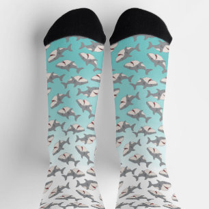 Chaussette Motif Ombre Blue Cute Cartoon Shark Week