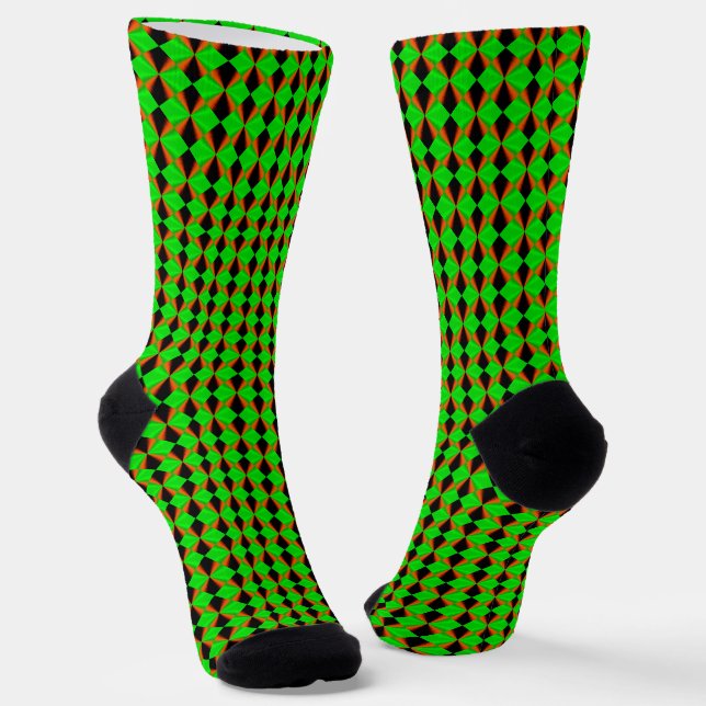 Chaussette Motif orange vert noir diamant (Angulaire)