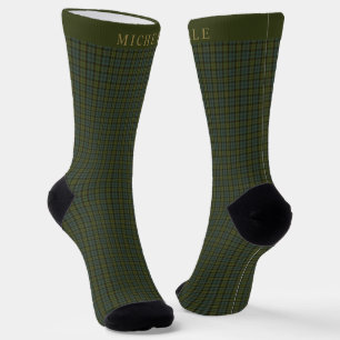 Chaussette Motif personnalisé bleu foncé À damiers vert foncé