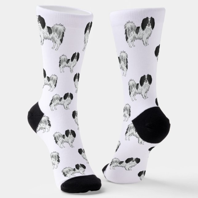 Chaussette Motif Phalène en noir et blanc Chien amateur (Angulaire)