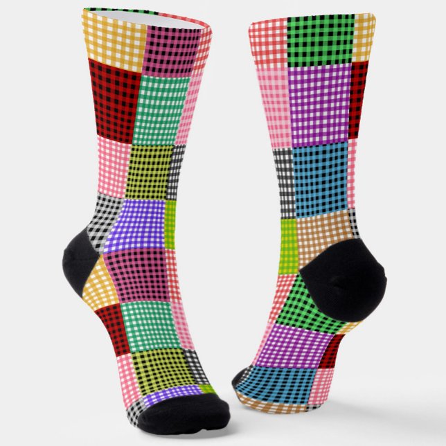 Chaussette Motif plaid multicouleur En vichy Patchwork (Créateur téléchargé)