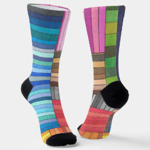 Chaussette Motif rayé géométrique coloré en arc-en-ciel