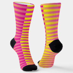 Chaussette Motif rayé jaune rose orange