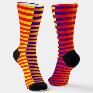 Chaussette Motif rayé rouge jaune orange bleu
