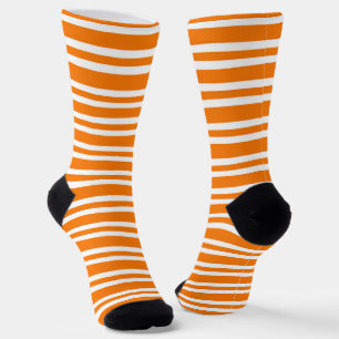 Chaussette Motif Rayures Blanches Orange