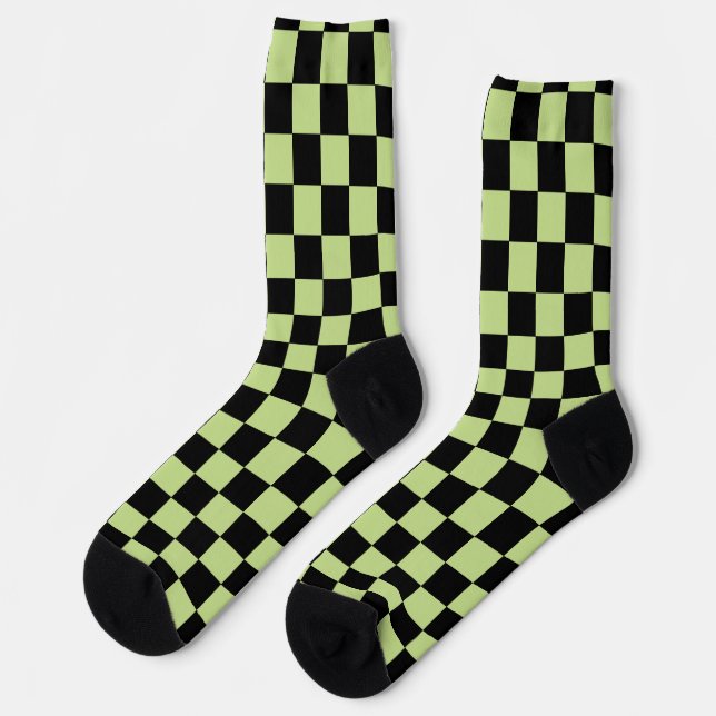 Chaussette Motif Retro Checker noir et vert (Gauche)