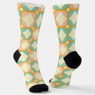 Chaussette Motif rétro sans couture avec des carrés arrondis