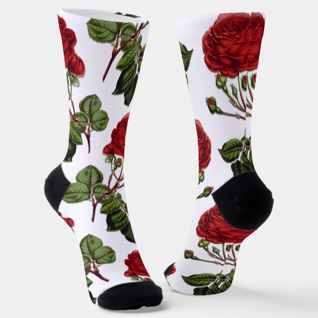 Chaussette Motif Rose Red Long Stem (Angulaire)