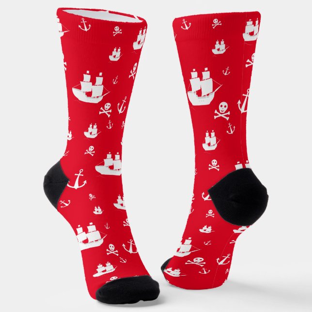 Chaussette Motif rouge Ancre pirate (Angulaire)