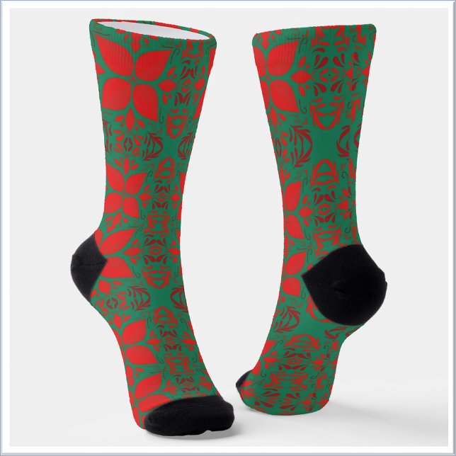 Chaussette Motif rouge et vert festif (Créateur téléchargé)