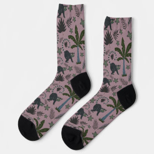 Chaussette Motif sans couture Animaux tropicaux singes sauter