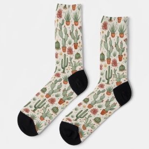 Chaussette Motif sans couture de cactus de désert succulent