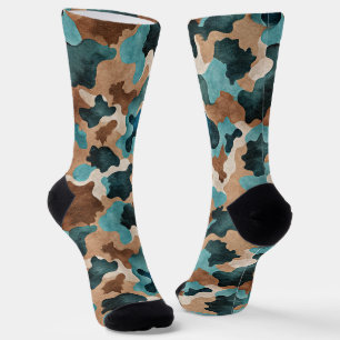 Chaussette Motif sans couture de camouflage aux tons de terre