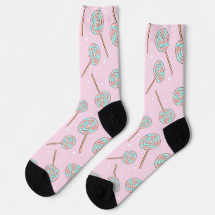 Chaussette Motif sans couture de sucette pastel rose mignonne