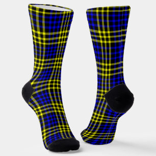 Chaussette Motif sans fin à carreaux écossais bleu jaune