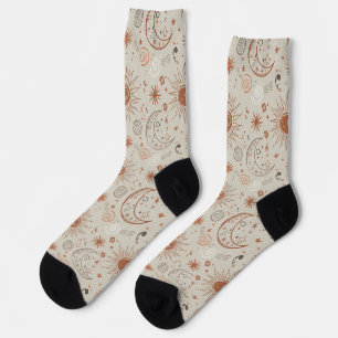 Chaussette Motif Soleil et Lune Boho