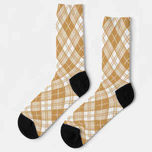 Chaussette Motif Tartan Marron Blanc yxm0uat9