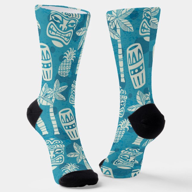 Chaussette Motif Tiki moderne du milieu du siècle rétro (Angulaire)