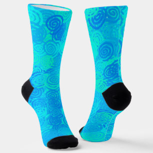 Chaussette Motif Tourbillons Bleu Sarcelle
