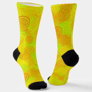 Chaussette Motif Tourbillons Jaune Vert Orange