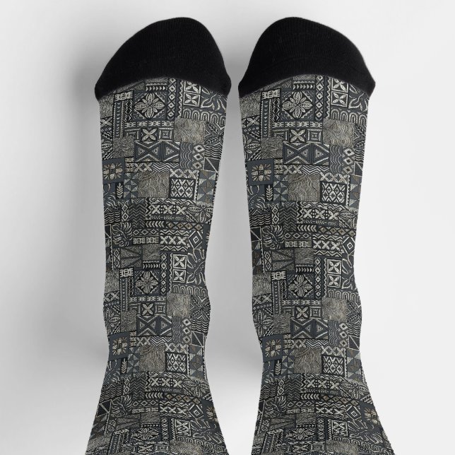 Chaussette Motif traditionnel de tissu Tapa polynésien (Haut)