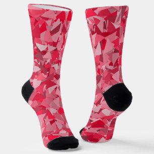 Chaussette Motif Triangle Rose Rouge