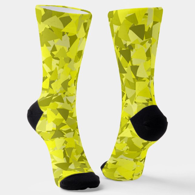 Chaussette Motif Triangle Vert Jaune (Angulaire)