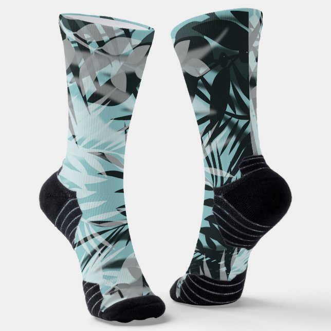 Chaussette Motif tropical bleu clair (Angulaire)
