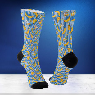 Chaussette Motif vectoriel à rayures de banane Bleu classiq