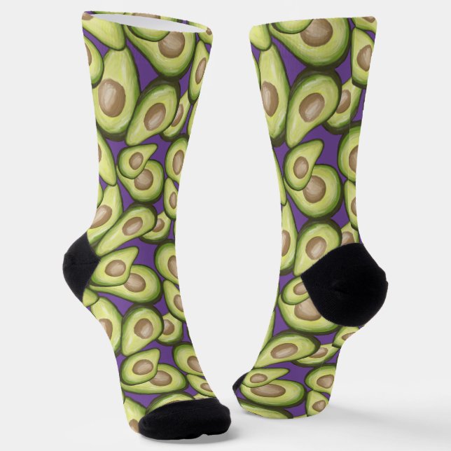 Chaussette Motif Vegan Avocado frais et gourmand (Angulaire)