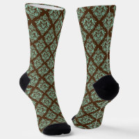 Motif vert clair Damques sur Arrière - plan Brown
