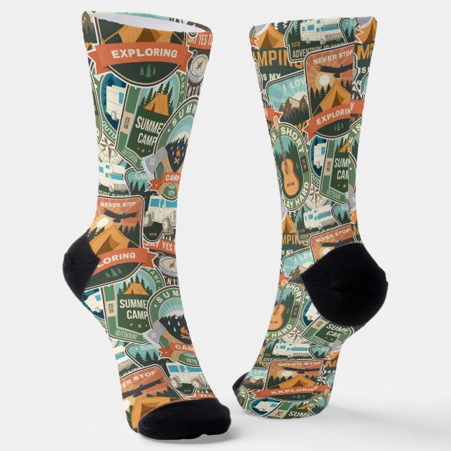 Chaussette Motif Vintage voyage Explorer (Angulaire)