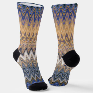 Chaussette Motif Wavy Gold et Blue Elegant